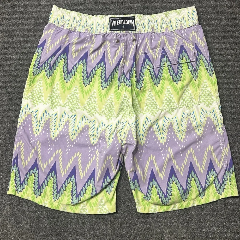 Vilebrequin Mens XL Geometric Pattern Drawstring Swim Trunks Lined 8